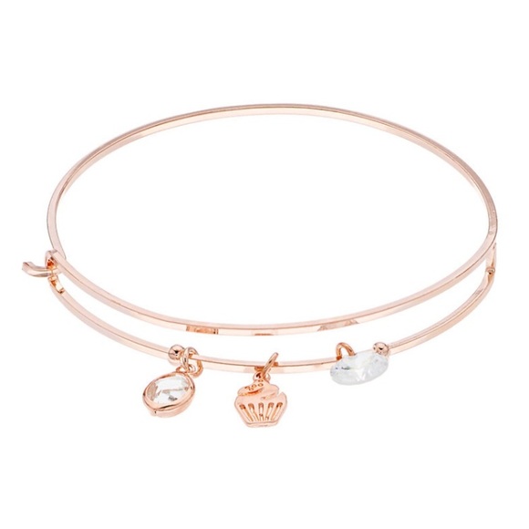 LC Cubic Zirconia & Cupcake Charm Bangle Bracelet - Picture 1 of 2